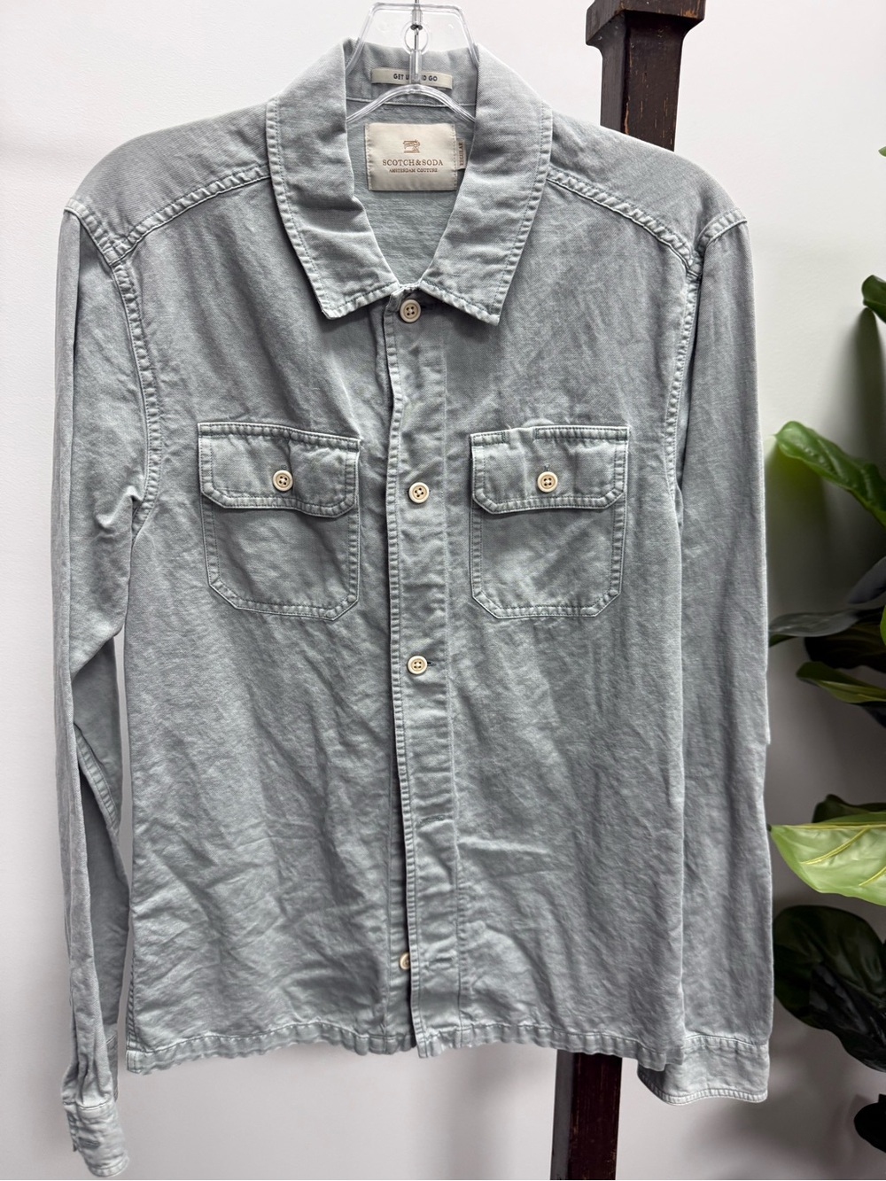 Scotch & Soda Pale Gray Casual Button-Down Shirt